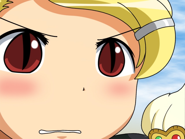 sherwood, kaibutsu oujo, tagme, blonde hair, gununu (meme), meme, parody, red eyes