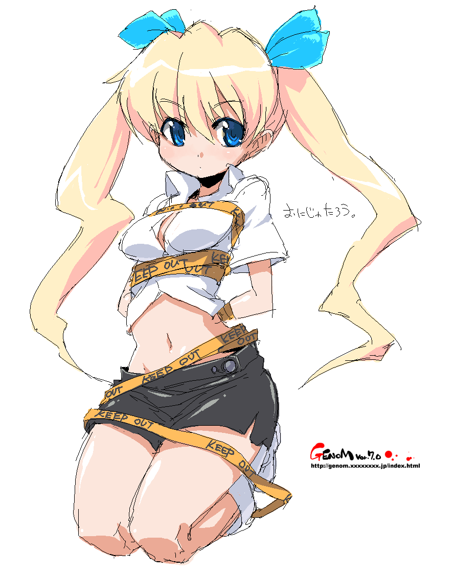 onija tarou, original, tagme, blonde hair, blue eyes, oekaki, solo, twintails