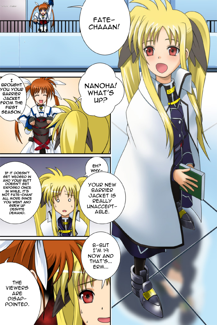40010prototype, fate testarossa, takamachi nanoha, lyrical nanoha, mahou shoujo lyrical nanoha, mahou shoujo lyrical nanoha strikers, hard-translated, third-party edit, translated, 00s, 2girls, belt, blonde hair, bow, cape, closed eyes, coat, comic, fingerless gloves, gloves, magical girl, multiple girls, o o, panties, red bow, red eyes, red hair, reflection, thighhighs, truth, twintails, underwear, waist cape, white devil, white panties