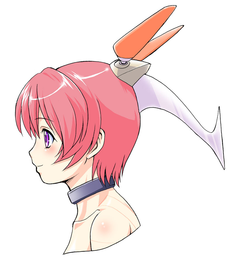 kouda tomohiro, doki doki locomotion, tagme, 1girl, female focus, pink hair, purple eyes, simple background, solo
