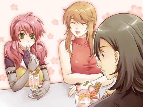 allelujah haptism, christina sierra, feldt grace, gundam, gundam 00, lowres, 00s, dessert, food, parfait