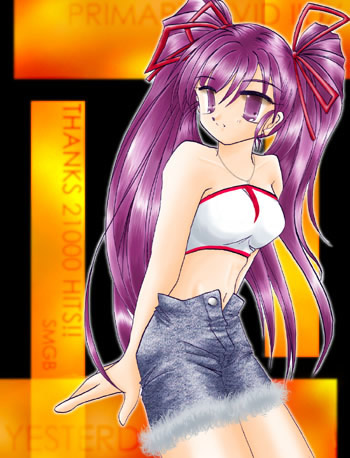 mizushiro celica, beatmania iidx, bemani, lowres, tagme, english text, midriff, shorts, solo, twintails