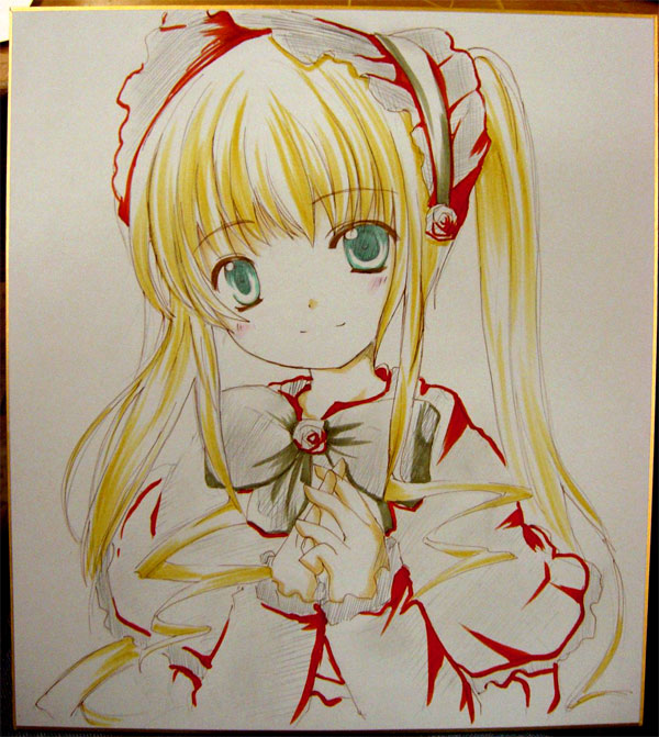 ruku (alicecreation), shinku, rozen maiden, graphite (medium), marker (medium), traditional media, 00s, shikishi