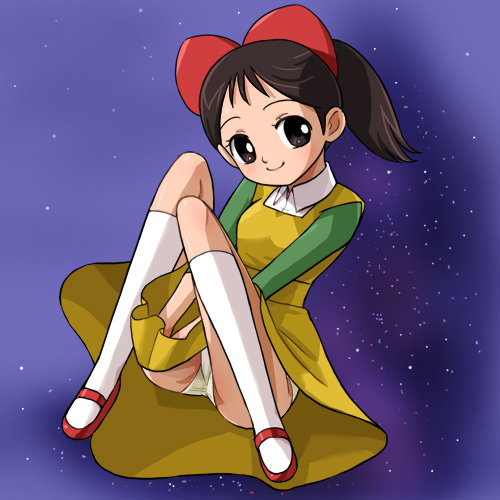 haruyama kazunori, furutsuki mika, uchuu shounen soran, lowres, 1960s (style), oldschool, panties, pantyshot, ponytail, retro artstyle, solo, underwear