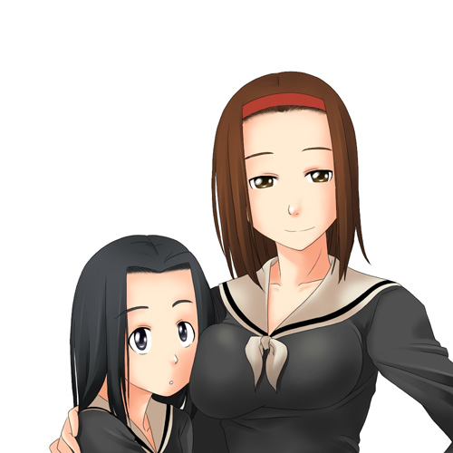 toshifumi, hosokawa kanako, torii eriko, maria-sama ga miteru, lowres, 00s, 2girls, breast press, breasts, multiple girls