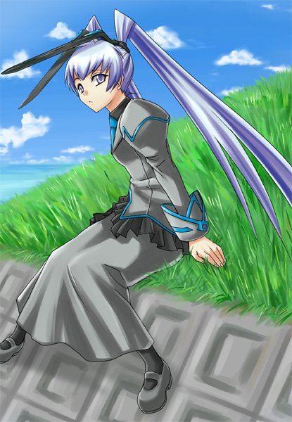 minarai, yashiro kasumi, muv-luv, tagme, blue eyes, blue hair