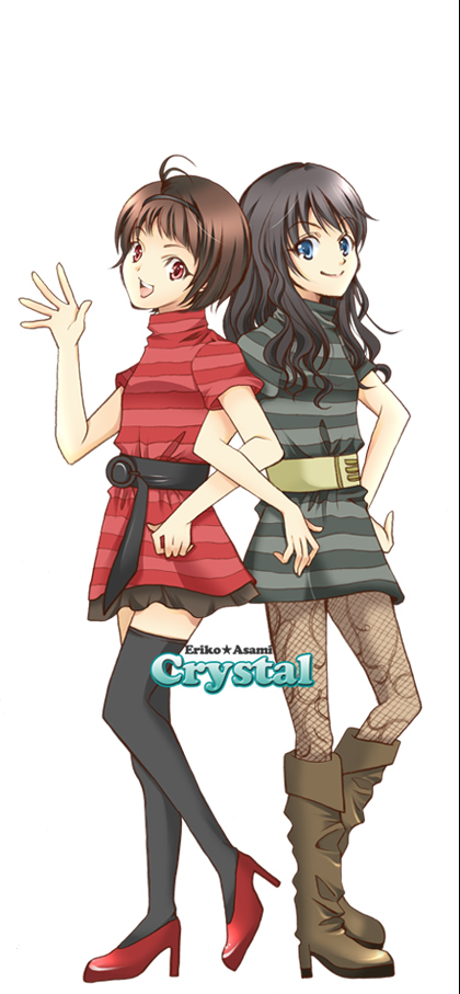orito, original, 2girls, boots, fishnet pantyhose, fishnets, multiple girls, pantyhose, thighhighs, zettai ryouiki