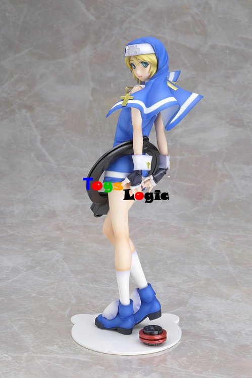 bridget (guilty gear), arc system works, guilty gear, guilty gear xx, habit, 1boy, blonde hair, blue eyes, cross, figure, male focus, nun, solo, trap, watermark, yo-yo