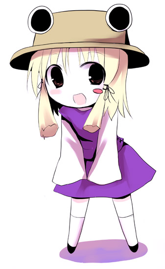moriya suwako, touhou, 1girl, chibi, female focus, hat, solo