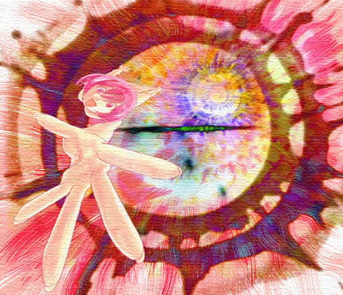 morimi ashita, lowres, tagme, love po!, nude, pink eyes, pink hair, reaching