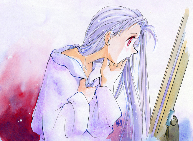 morimi ashita, original, tagme, purple hair, red eyes