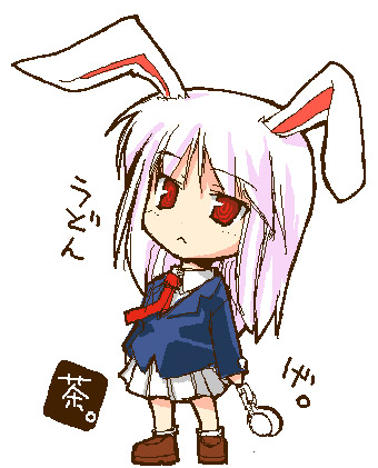 ryoutya, reisen udongein inaba, touhou, lowres, 1girl, animal ears, chibi, female focus, full body, oekaki, rabbit ears, simple background, skirt, solo, white background