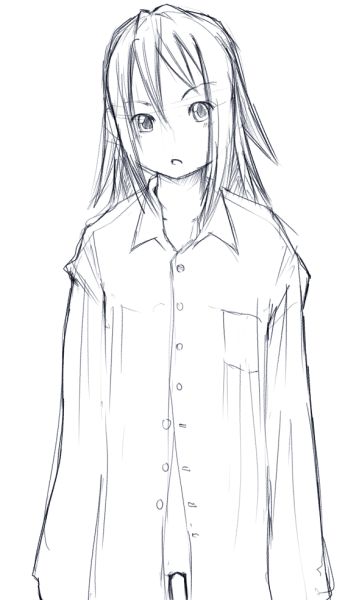 hidari kagetora, tagme, 1girl, female focus, greyscale, monochrome, no panties, sketch, solo