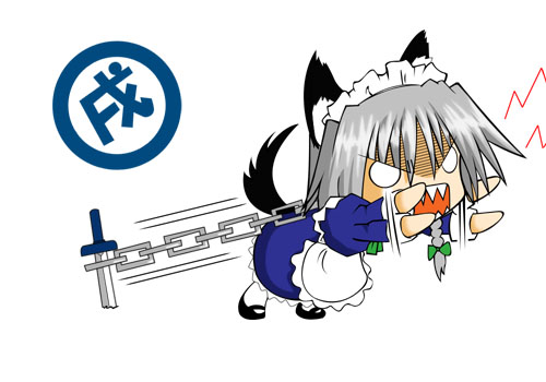 inu sakuya (nejikirio), izayoi sakuya, touhou, silver hair, lowres, translated, 1girl, angry, animal ears, braid, chain, chain leash, chibi, dog ears, dog tail, female focus, kemonomimi mode, knife, leash, maid, pantyhose, short hair, solo, tail, throwing knife, twin braids, weapon