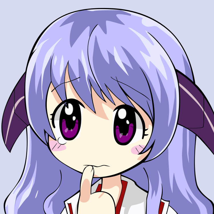 hanyuu, higurashi no naku koro ni, derivative work, vector trace, 00s, 1girl, blue hair, blush, chibi, female focus, horns, japanese clothes, long hair, miko, purple eyes, sad, solo, tears