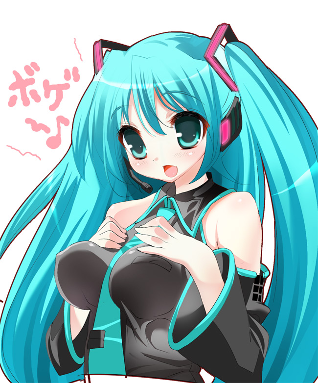 youta, hatsune miku, vocaloid, 1girl, breast suppress, breasts, female focus, green hair, large breasts, long hair, necktie, solo, twintails