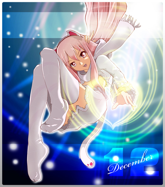yoruie satsuki, louise francoise le blanc de la valliere, zero no tsukaima, 00s, animal ears, cat ears, heart, solo, thighhighs