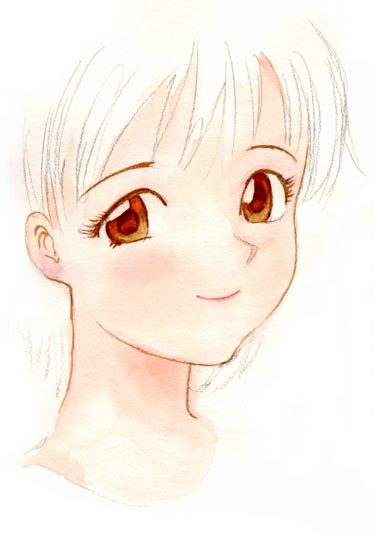 efira, tagme, 1girl, brown eyes, female focus, portrait, sketch, smile, solo