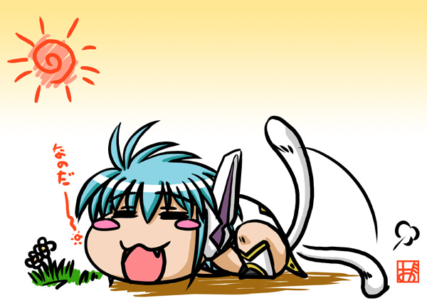 nano-nano pudding, broccoli (company), galaxy angel, galaxy angel rune, 00s, 1girl, chibi, female focus, solo, tail, tail wagging