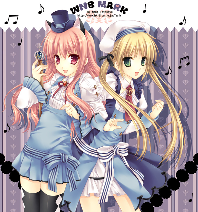 wnb mark, katsura hinagiku, louise francoise le blanc de la valliere, sanzen'in nagi, hayate no gotoku!, zero no tsukaima, 00s, animal ears, cat ears, hat, thighhighs