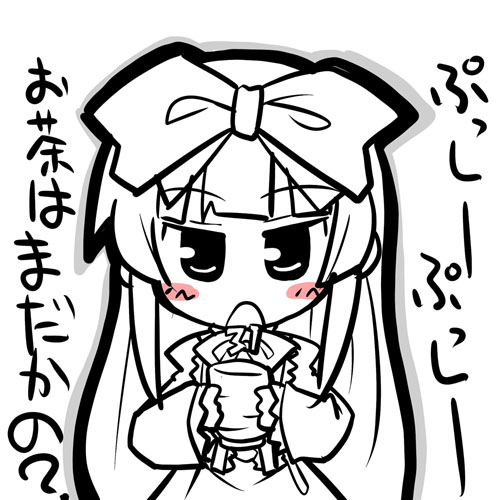 akaneya, 3.1-tan, os-tan, lowres, 1girl, chibi, female focus, greyscale, monochrome, solo, spot color