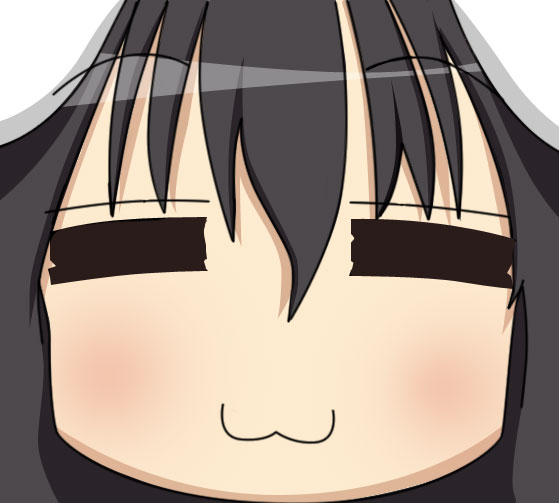 yasuhito, inaba tewi, lucky star, touhou, touhou m-1 grand prix, 1girl, :3, animal ears, black hair, close-up, closed eyes, female focus, parody, rabbit ears, solo