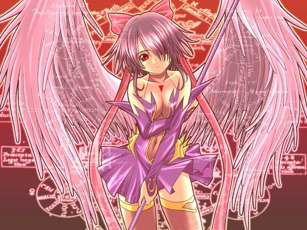 tagme, bmp, pink hair, red eyes, wings