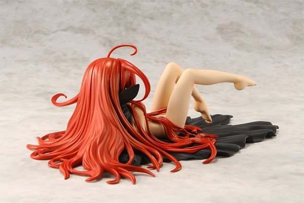 shana, shakugan no shana, photo (medium), 00s, barefoot, cape, figure, long hair, naked cape, nude, red hair, solo