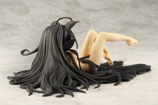shana, shakugan no shana, photo (medium), 00s, animal ears, barefoot, black hair, cape, cat ears, figure, long hair, naked cape, nude, solo