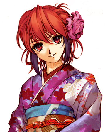 hisahiko, ibis douglas, banpresto, super robot wars, lowres, japanese clothes, kimono, red hair