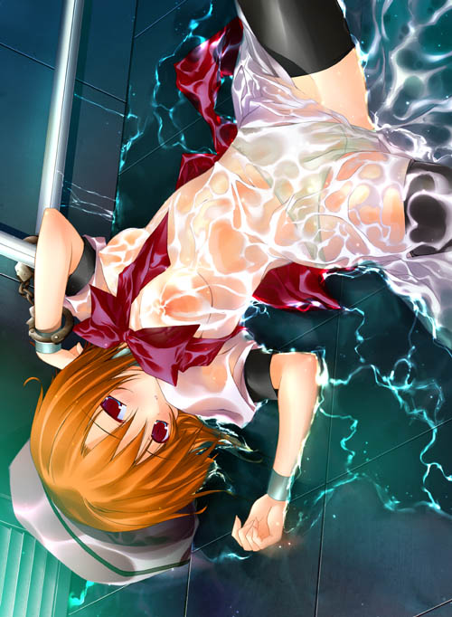 ryuuguu rena, higurashi no naku koro ni, 00s, breasts, large breasts, panties, red eyes, underwear, wet