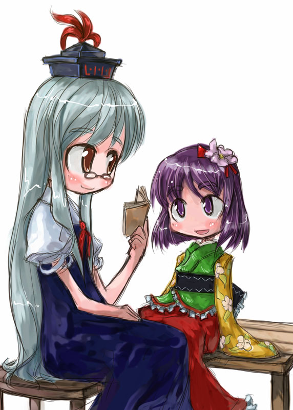 tao, tao (kadoya), hieda no akyuu, kamishirasawa keine, perfect memento in strict sense, touhou, 2girls, bespectacled, female focus, glasses, heida no akyuu, multiple girls