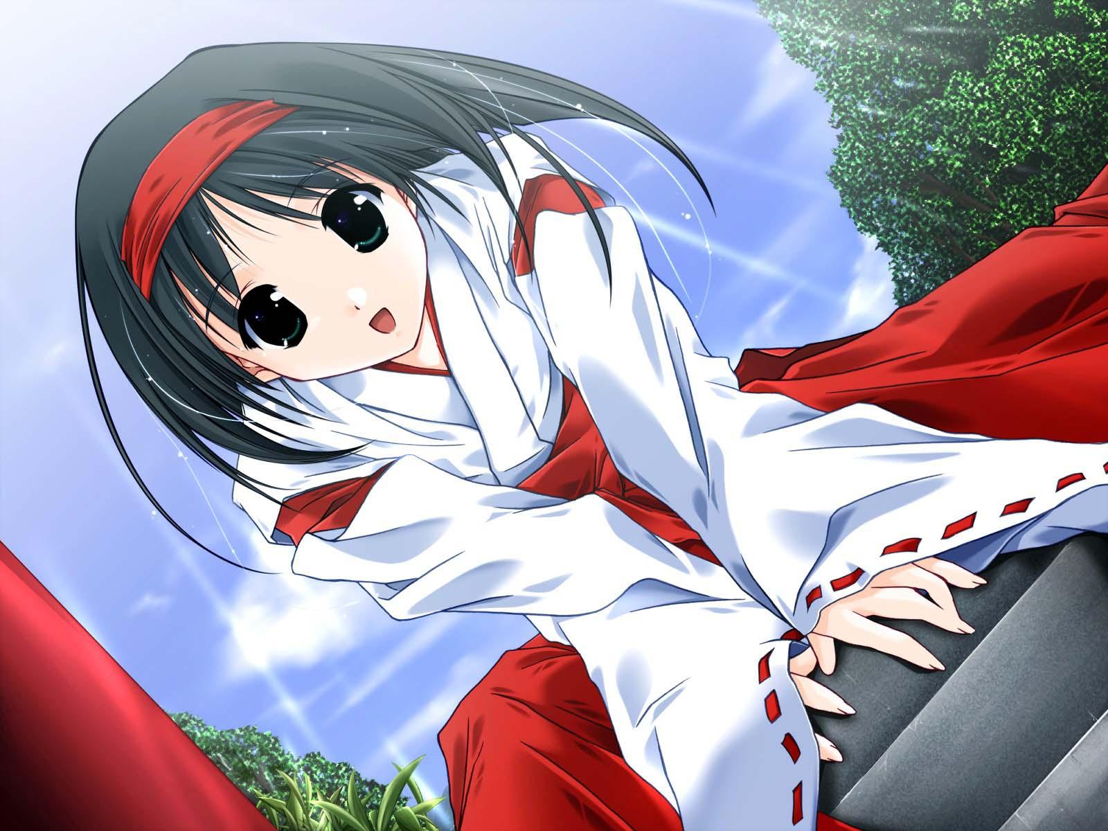 highres, 1girl, female focus, hairband, hakama, hakama skirt, headband, japanese clothes, miko, red hakama, skirt, solo
