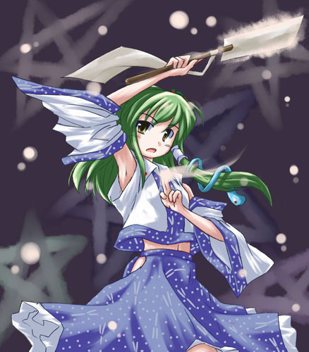 koto (keioteo), kochiya sanae, touhou, lowres, 1girl, armpits, female focus, solo