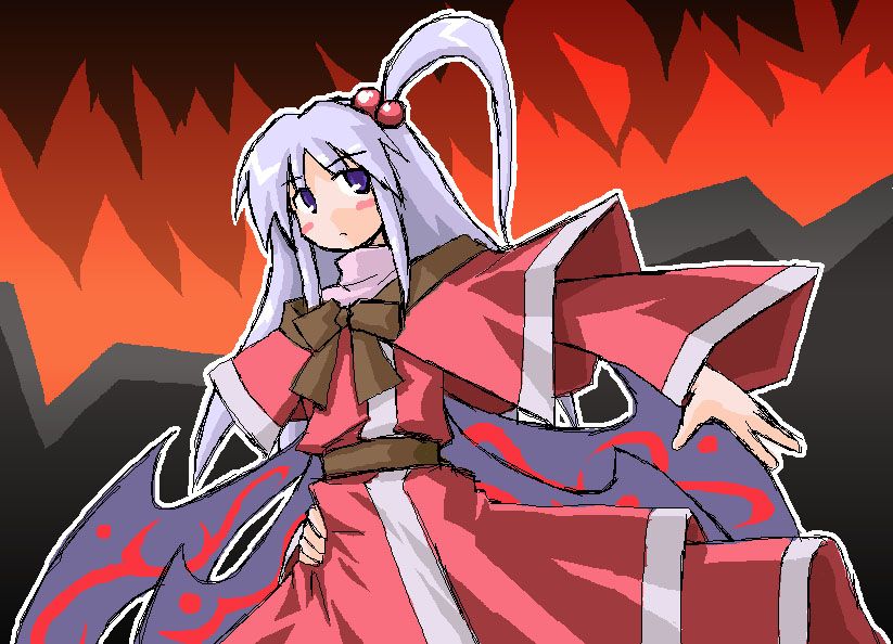 shinki (touhou), mystic square, touhou, touhou (pc-98), 1girl, bow, dress, female focus, hair bobbles, hair ornament, long hair, solo, two-tone dress, wings