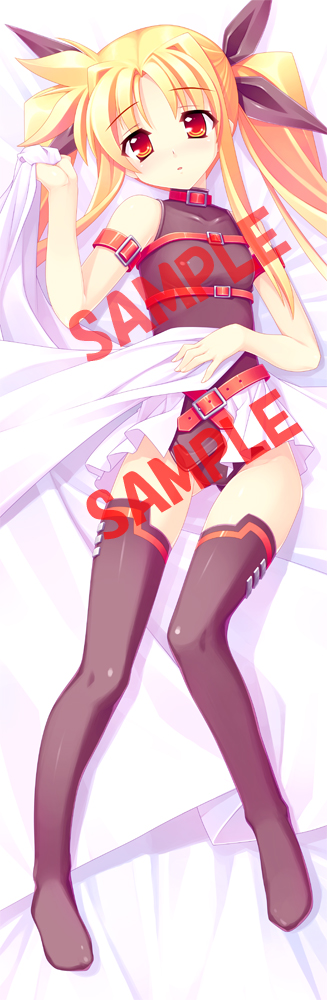 hinata kyousuke, fate testarossa, lyrical nanoha, mahou shoujo lyrical nanoha, long image, tall image, 00s, sample watermark, thighhighs, watermark