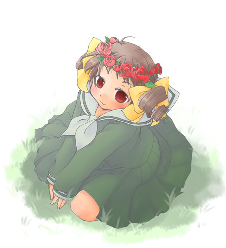 makiemon, matsudaira touko, maria-sama ga miteru, lowres, 00s, bow, drill hair, hair bow, solo