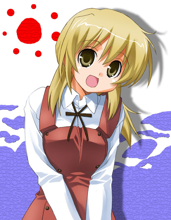 umekichi, miyako (hidamari sketch), hidamari sketch, duplicate, 00s, 1girl, blonde hair, female focus, solo, yellow eyes