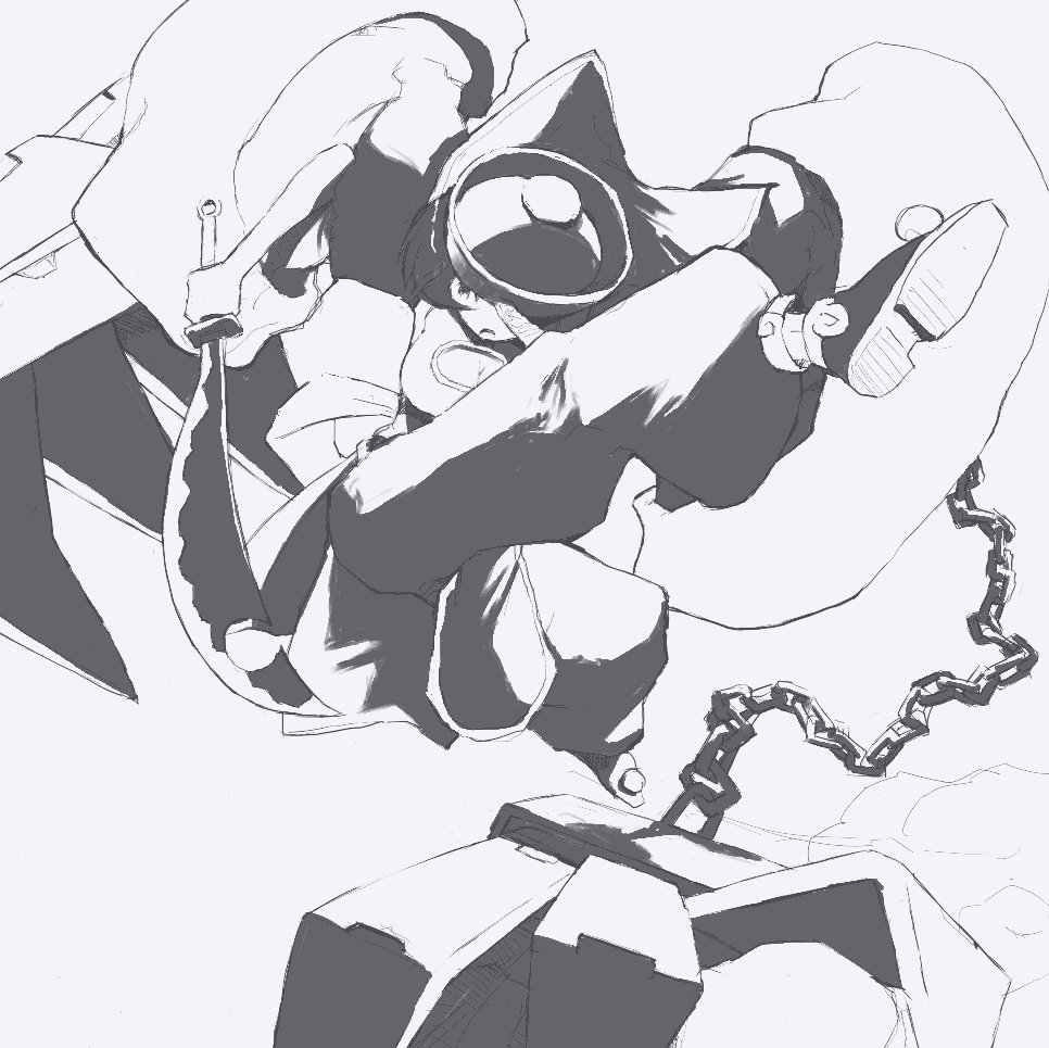 hsien-ko, capcom, darkstalkers, 1girl, female focus, greyscale, jiangshi, monochrome, solo, sword, weapon