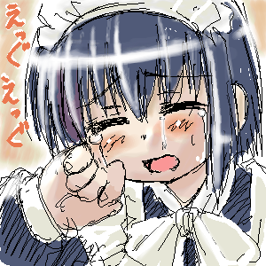 shirley medison, shirley (manga), lowres, 1girl, bob cut, female focus, maid, oekaki, solo, tears