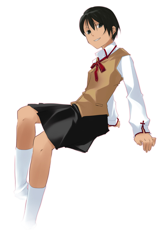 akari maki, makidera kaede, fate/stay night, fate (series), 00s, black eyes, black hair, homurabara academy school uniform, school uniform, serafuku, solo