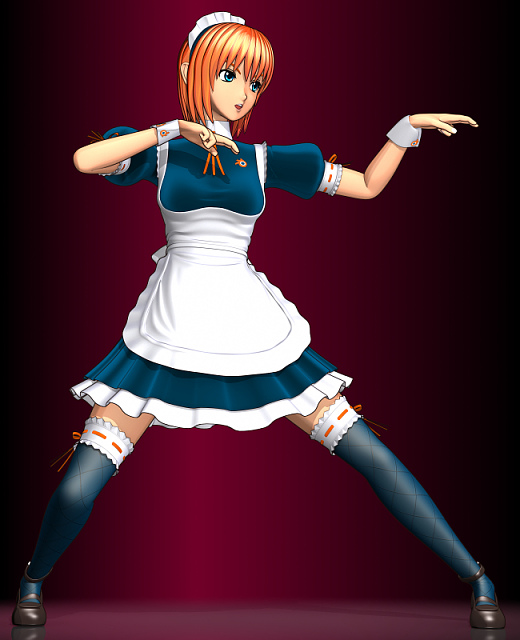 tagme, 1girl, 3d, female focus, full body, gradient background, maid, solo, spread legs, standing