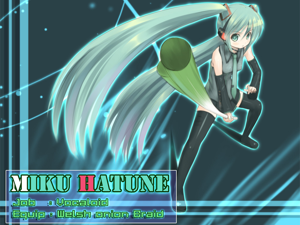 kakaon, kanchou serio, hatsune miku, vocaloid, bad id, bad pixiv id, 1girl, aqua hair, female focus, long hair, solo, thighhighs, twintails, very long hair