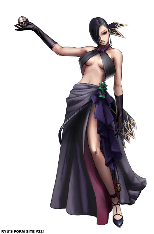 ryu (ryu's form site), 1girl, breasts, cleavage, female focus, gloves, legs, medium breasts, solo