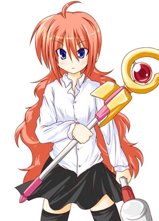 boshinote, cristina valenzuela, louise francoise le blanc de la valliere, raising heart, raising heart (accel mode), vita (nanoha), lyrical nanoha, mahou shoujo lyrical nanoha, mahou shoujo lyrical nanoha a's, zero no tsukaima, lowres, 1girl, asymmetrical dual wielding, blue eyes, borrowed weapon, cosplay, dual wielding, female focus, long hair, louise francoise le blanc de la valliere (cosplay), pink hair, solo, thighhighs, voice actor connection, zettai ryouiki