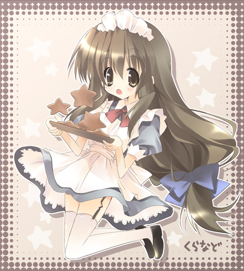 ibuki fuuko, clannad, 00s, 1girl, female focus, long hair, low-tied long hair, maid, solo, thighhighs