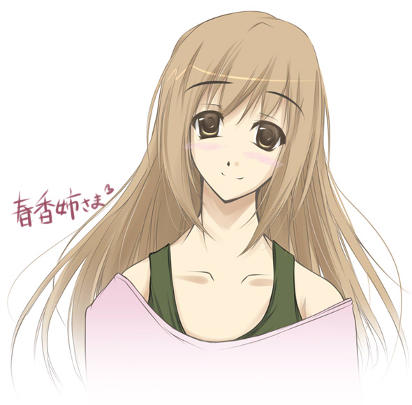minami haruka, minami-ke, tagme, 00s, brown eyes, brown hair, smile, solo