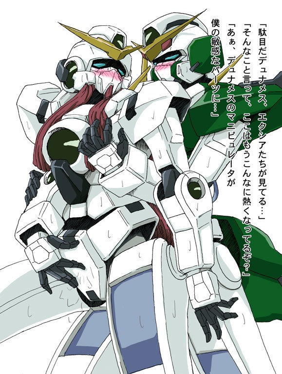 takayama chihiro, dynames, gundam dynames, gundam nadleeh, nadleeh, gundam, gundam 00, 00s, blush, groping, mecha, no humans, robot, sexually suggestive, sweat, what