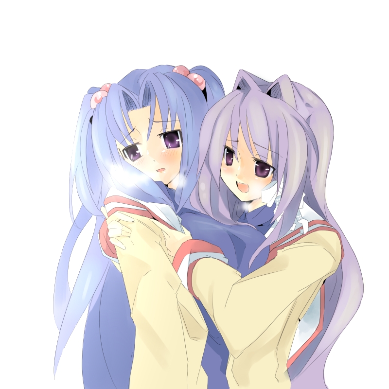 kanikama, fujibayashi kyou, ichinose kotomi, clannad, 00s, 2girls, hair intakes, multiple girls, yuri