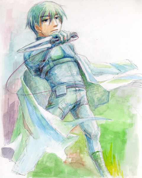 hei (darker than black), darker than black, 00s, 1boy, cape, knife, male focus, solo, weapon, wire